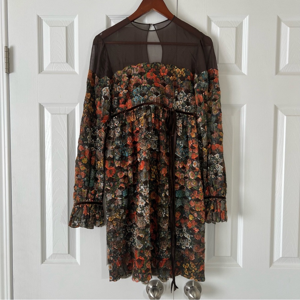 Authentic 1960s Vintage Mignon Paris New York Brand Floral Embroidered Dress